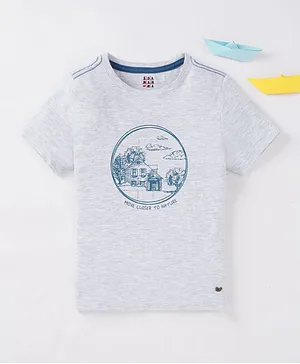 Ed-a-Mamma Sustainable Cotton Half Sleeves Tee Nature Printed - Grey