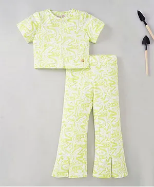 Ed-a-Mamma Cotton Sustainable Half Sleeves Co-Ord Set - Lime