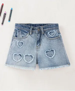Ed-a-Mamma Sustainable Cotton Mid Thigh Length  Denim Shorts - Light Blue