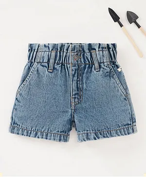 Ed-a-Mamma Sustainable Denim Mid Thigh Length Shorts Solid Colour - Light Blue