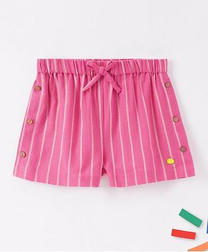 Ed-a-Mamma Sustainable Cotton Striped Shorts with Tie-Up Detailing - Pink