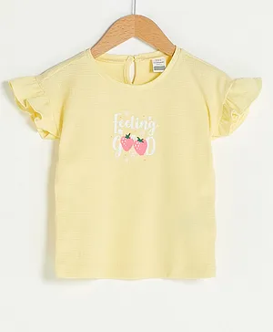 LC Waikiki Short Frill Sleeves Feeling Good Ribbed Top - Yellow