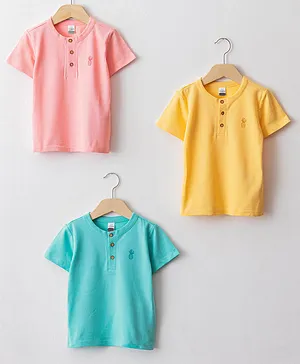 LC Waikiki Pack Of 3 Half Sleeves Pineapple Placement Printed Tees - Peach
