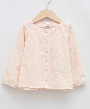 LC Waikiki Full Puffed Sleeves Floral  Embroidered Shirt Top - Pale Pink