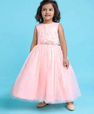 Baby Pink Georgette Long Dress, 48% OFF