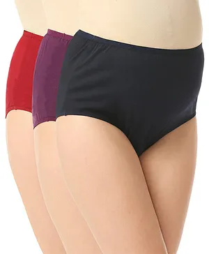 Bella Mama 100% Cotton Knit High Coverage Solid Panties Set Pack Of 3 (Colour May Vary)