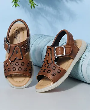 Tiny Bugs Solid Velcro Closure Sandals - Tan Brown