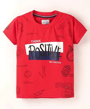 Noddy Half Sleeves Positive Printed Tee - Red