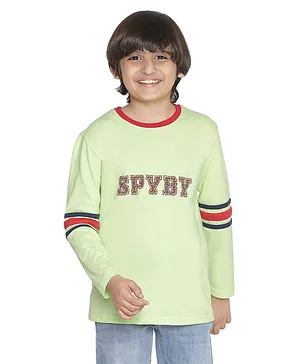 SpyBy Full Sleeves Side Tape Detailed Tee - Light Green