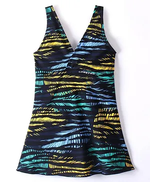 Lobster Sleeveless Frock Swimsuit Abstract Print - Black