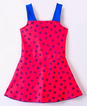 Lobster Sleeveless Frock Swimsuit Abstract Print - Pink