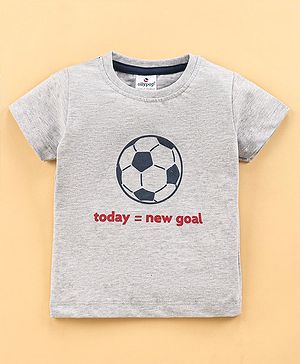 Ollypop Sinker Half Sleeves T-Shirt Soccer Print - Grey Melange