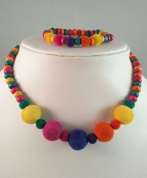 Tiny Closet Velvette Beads Necklace & Bracelet Set - Yellow