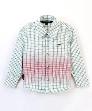 Trendy Cart Full Sleeves Color Gradient Graph Checkered Shirt - Green