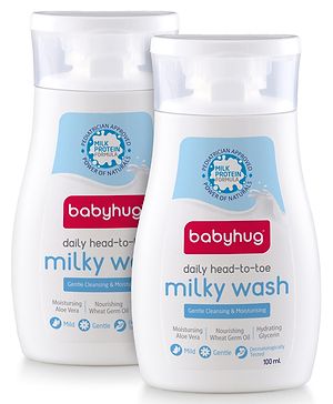 Babyhug Milk Protein Formula Daily Head To Toe Milky Wash Pack of 2- 100 ml Each