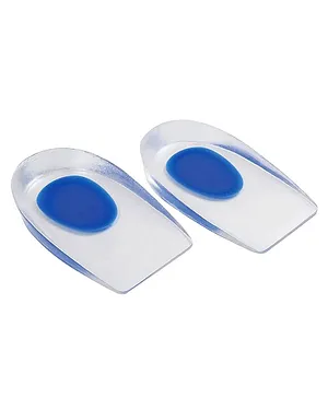 Dr Foot Silicone Gel Heel Cups with Shock Absorbing Support Size S - Silver & Blue