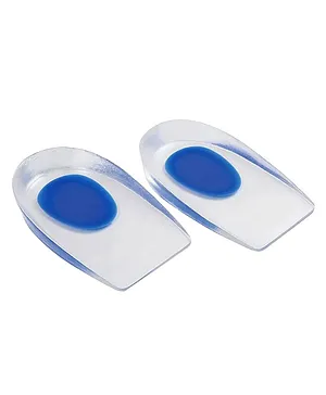 Dr Foot Silicone Gel Heel Cups with Shock Absorbing Support Size L - Silver & Blue