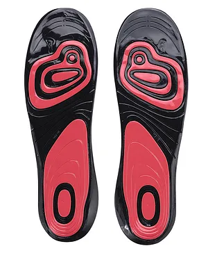Dr Foot Dual Gel Insoles Anti-Microbial For Walking Running Hiking & Regular Use - Red & Black