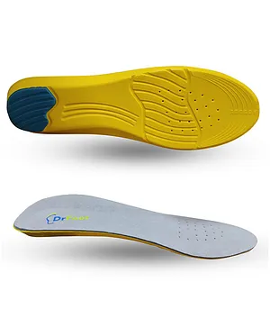 Dr Foot Gel Insoles Pair For Walking Running Sports Formal & Safety Shoes Size M - Yellow