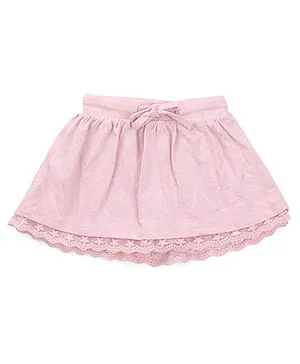 Fox Baby Skirt With Lace Hem And Drawstring - Pink
