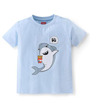 Babyhug Cotton Half Sleeves T-Shirt Shark Print - Blue