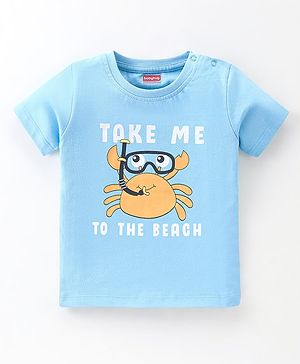 Babyhug Cotton Jersey Half Sleeves T-Shirt Text Print - Blue