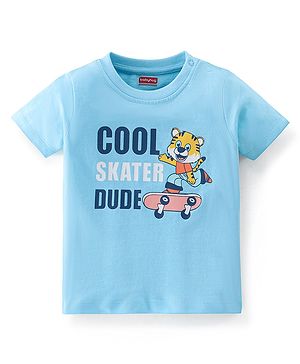 Babyhug Cotton Half Sleeves T-Shirt Text Print - Blue