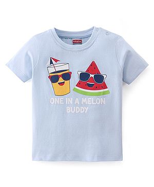 Babyhug Cotton Knit Half Sleeves T-Shirt Watermelon Print - Blue