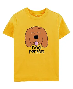 Zeezeezoo Half Sleeves Dog Person Printed Tee - Yellow