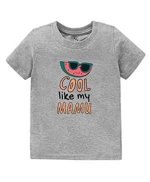 Zeezeezoo Half Sleeves Cool Like My Mamu Printed Tee - Grey
