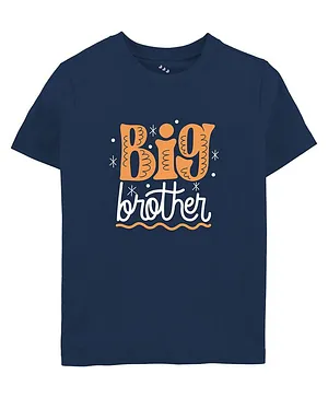 Zeezeezoo Half Sleeves Sibling Theme Big Brother Printed Tee - Navy Blue