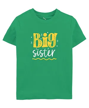 Zeezeezoo Half Sleeves Sibling Theme Big Sister Printed Tee - Green