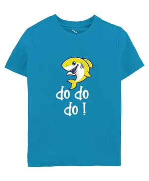 Zeezeezoo Half Sleeves Animal Theme Shark Do Do Do Printed Tee  - Blue