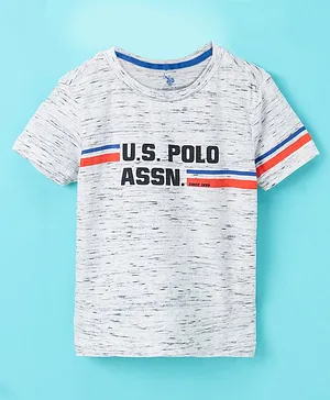 US Polo Assn Half Sleeves Cotton Text Print T-Shirt - Grey