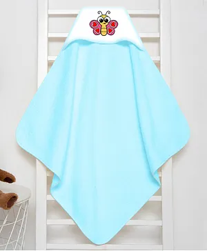 babywish Hooded Towel Butterfly Print - Light Blue