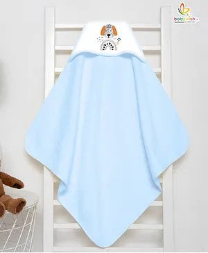 babywish Hooded Towel Dog Print -  Dark Blue