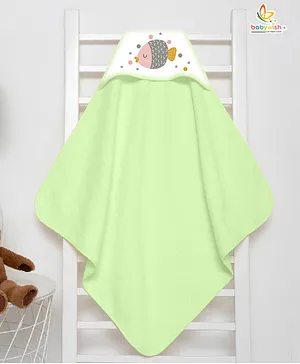 babywish Hooded Towel Fish Print -  Sea Green