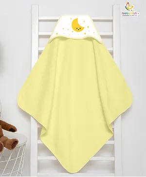 babywish Hooded Towel Half Moon Print - Yellow