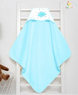 babywish Hooded Towel Sky Cloud Print - Light Blue