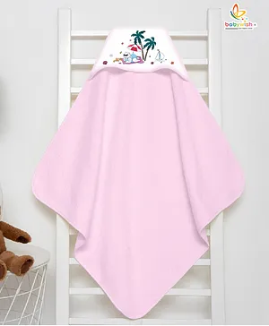 Babywish Hooded Towel Coconut Tree Print - Pink