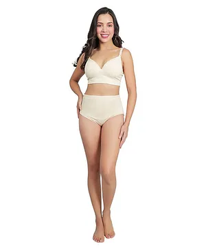 Momsoon Maternity Nylon Nursing Bra & Panty Set - Beige