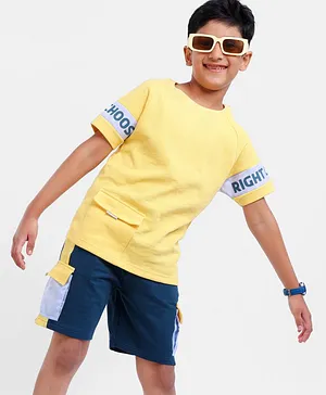 Anthrilo - Yellow Goal Print T-shirt And Shorts Set For Boys