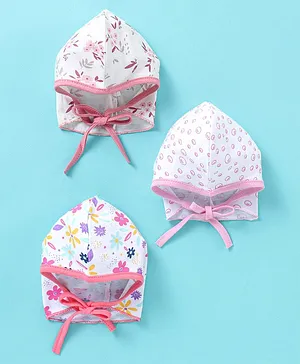 OHMS Interlock Floral Print Cap  Pack of 3 Pink -  Diameter 7 cm
