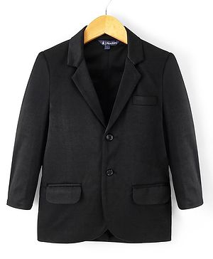 Pine Kids Full Sleeves Knitted Solid Color Blazer - Black