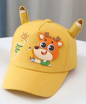 Ziory Cartoon Face Appliqued Summer Baseball Cap - Yellow