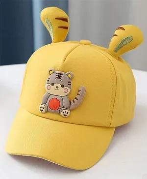 Ziory  Tiger Patch Appliqued Baby Cap- Yellow