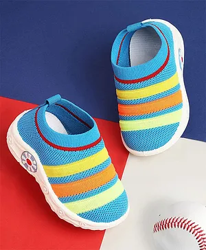 Chiu Striped Mesh Design Detailed Musical Shoes - Blue