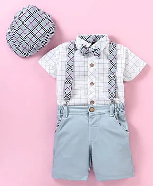 Jo&Bo Half Sleeves Solid Checks 5 Piece Party Set - Grey