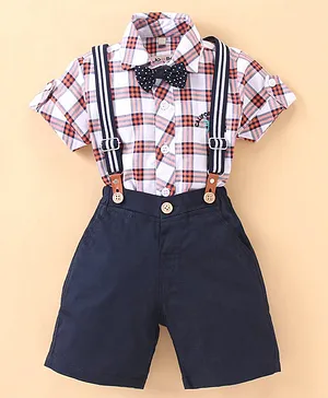 Jo&Bo Half Sleeves Checks 4 Piece Party Set - Orange