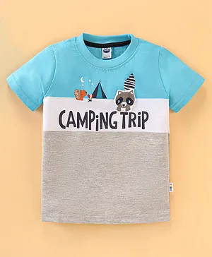 Teddy Sinker Half Sleeves T-Shirt Koala Print-Blue & Grey